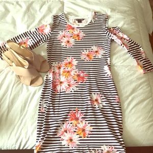 Cold Shoulder Striped Dress